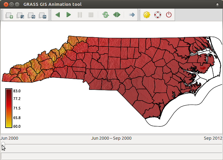 animation of summer temperature in North Carolina