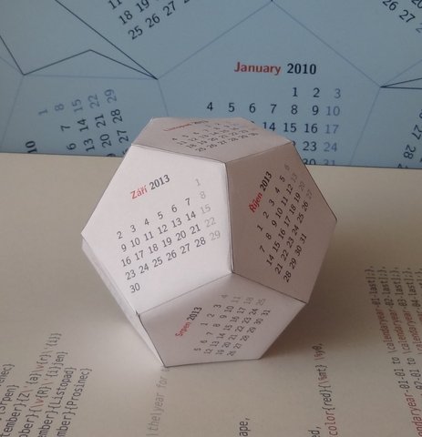 Calendar as dodecahedron created in LaTeX using tikz package as an example what can be done. See it at TeXample.net or in Overleaf.